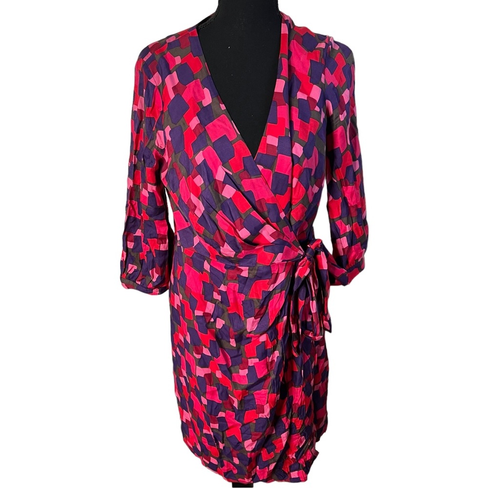 Boden Geometric Silk Blend Wrap Dress Size 8R WH303